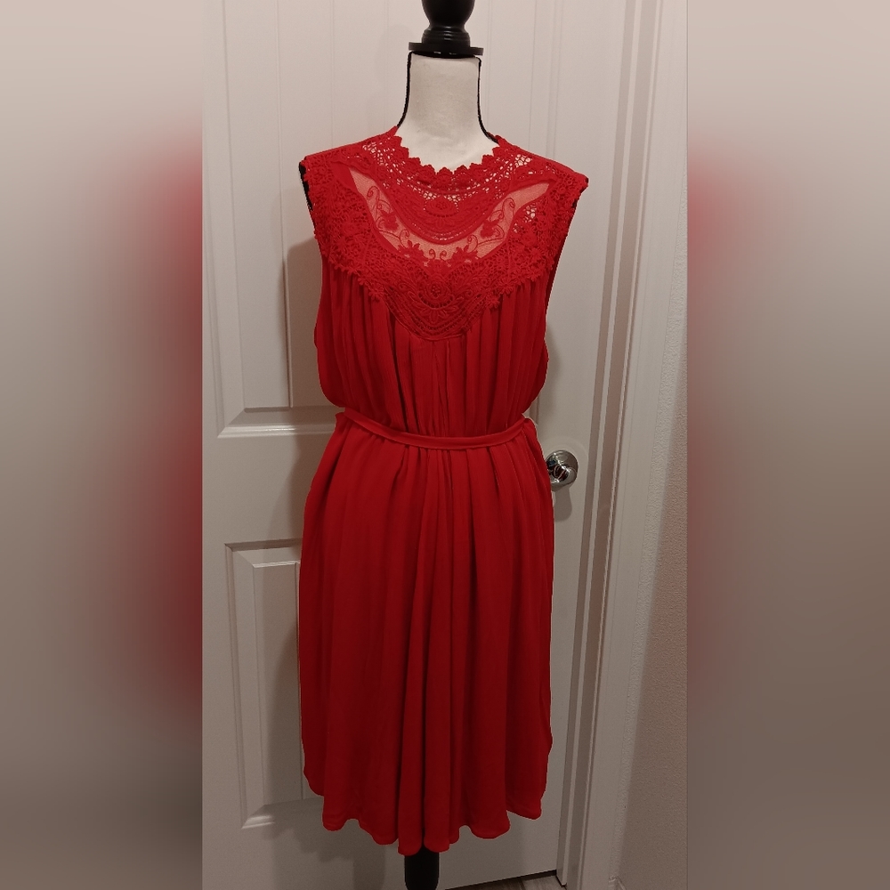 NWTS Torrid Red Crinkle Skater dress